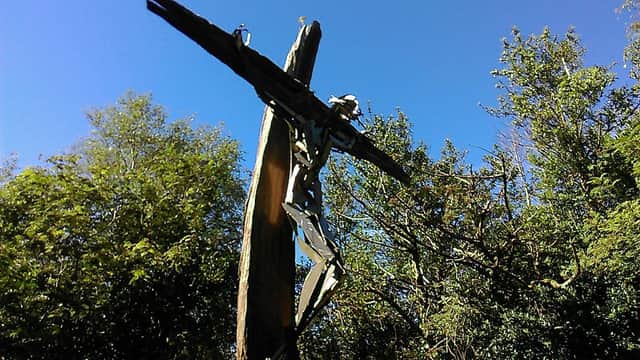 Chrirst crucified, Island of Saints and Scholars Celtic Prayer Garden, Muff, County Donegal.