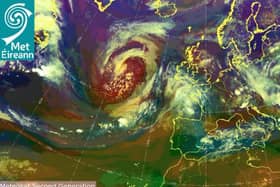 A large circulation in mid-Atlantic fuelled by the interaction of the remnants of hurricane Kyle and the jet-stream: Met Éireann.
