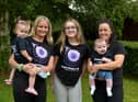 Alisha Diamond, Shelley Diamond and Catherine Healy pictured with little Zara McGuinness and Caodhan O'Donnell at the launch of a family walk from Derry to Buncrana on September 5 to raise funds for the Foyle Hospice in memory of Rosita Healy. Photo George Sweeney.