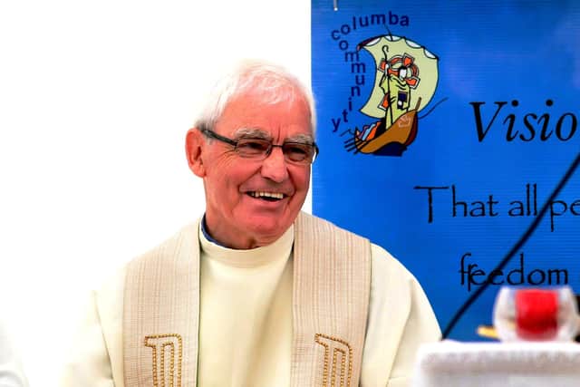 Reverend Fr Neal Carlin during his Golden Jubilee mass of thanksgiving at the IOSAS Centre at Derryvane along the Donegal border.
