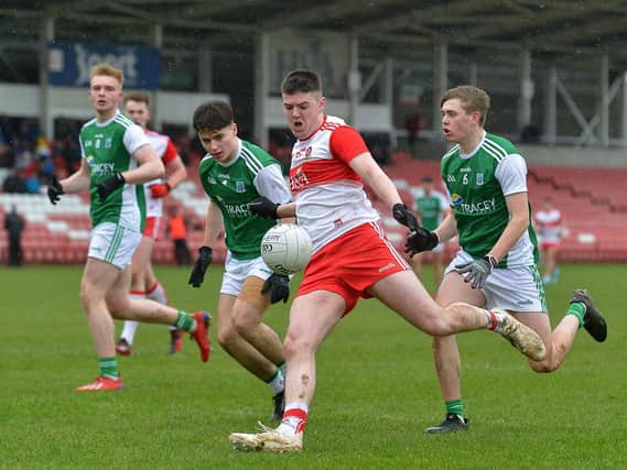 Drumsurn's Derry U20 player, Tiarnan McHugh, was in superb form as St. Matthew's brushed aside Doire Trasna