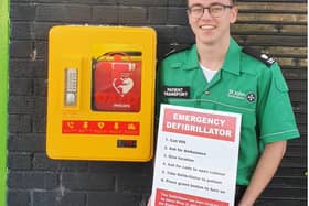 Glenn Wray, pictured with the new defibrillator.