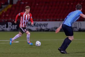 Derry CIty midfielder Stephen Mallon in action for the Candy Stripes.