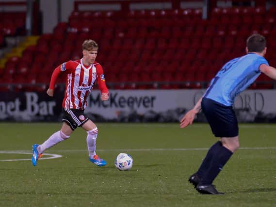 Derry CIty midfielder Stephen Mallon in action for the Candy Stripes.