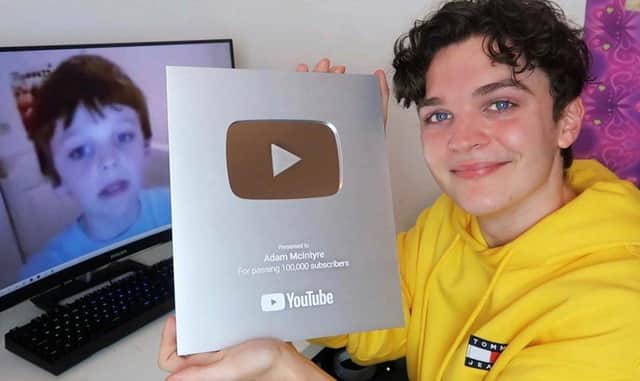 Adam McIntyre, who now has 100,000 subscribers on YouTube, opened a letter from his lifelong friend who passed away to mark the occasion.