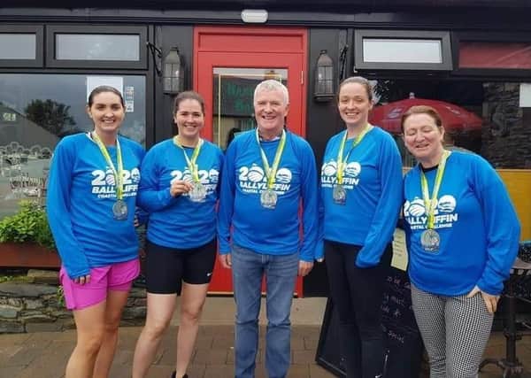 Donal pictured after completing the challenge with Michelle McLaughlin, Catherine Carter, Karen Jackson and Alison Bardini.