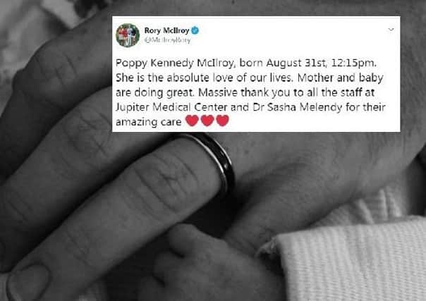 McIlroy, who is from Holywood, Co. Down, broke the news of the birth of his daughter on social media.