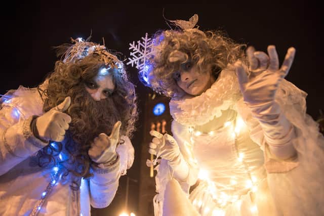The Snow King and Queen at a previous Christmas Lights switch on. Picture Martin McKeown. Inpresspics.com. 22.11.18