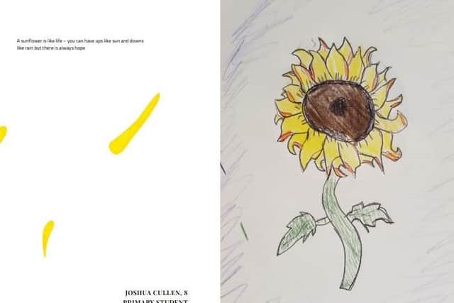 One of Josh’s lockdown hobbies was gardening, which inspired him to draw a sunflower for the Global Writing Lockdown Project, managed in Northern Ireland by Fighting Words NI.