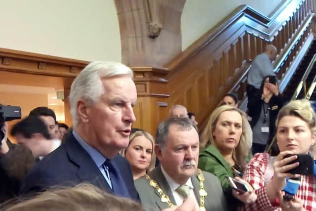 EU negotiator Michel Barnier during his visit to Derry in May 2018.