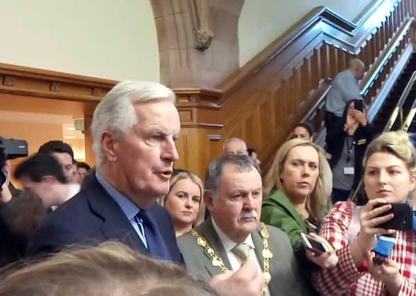 EU negotiator Michel Barnier during his visit to Derry in May 2018.