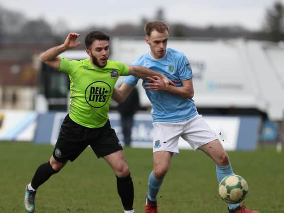 Former Ballymena United defender Conor Quigley (right) has signed a one year deal with Institute. Picture by Desmond Loughery/Pacemaker