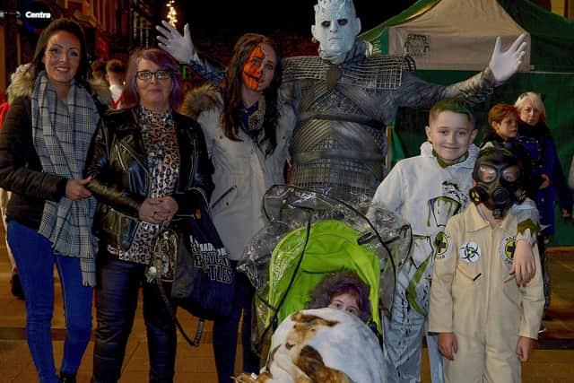 2019: The Johnstone family pictured at the Halloween parade and festivities in the city centre.  DER4419GS - 061