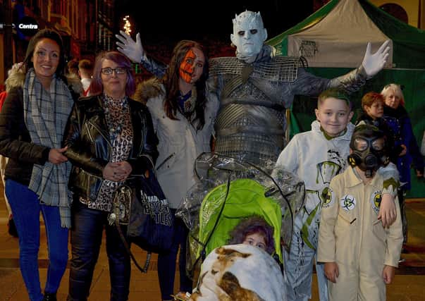 2019: The Johnstone family pictured at the Halloween parade and festivities in the city centre.  DER4419GS - 061