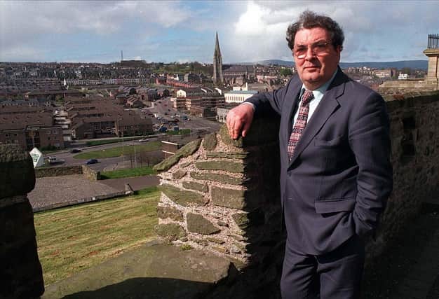 1998... John Hume pictured on the Walls of Derry.