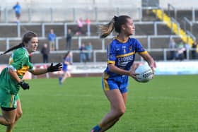 Player of the Match winner, Steelstown’s Ella Rose Sainsbury, surveys her options during Derry Ladies Senior Football Championship Final in Celtic Park. (DER2038GS)