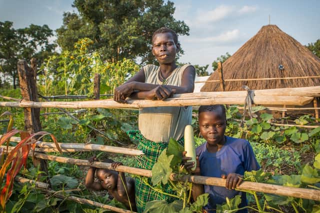 Trocaire's perma-garden project helps South Sudanese refugees in Palabek refugee camp, Uganda grow food