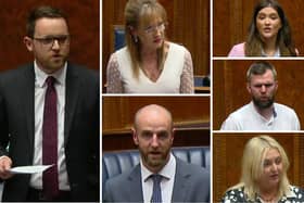 Clockwise from left - MLAs Gary Middleton, Martina Anderson, Cara Hunter, Gerry McCarroll, Karen Mullan and Mark H Durkan.