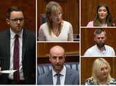 Clockwise from left - MLAs Gary Middleton, Martina Anderson, Cara Hunter, Gerry McCarroll, Karen Mullan and Mark H Durkan.