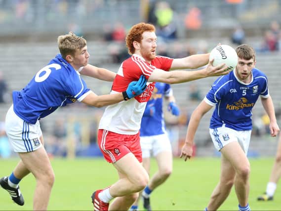 Conor Glass in action for Derry minors against Cavan in the 2015 Ulster Championship final in Clones.