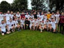 Slaughtneil celebrate their victory over Maghrafelt in the SFC Final at Páirc Séan de Brún on Sunday afternoon last. (DER2041GS – 006)