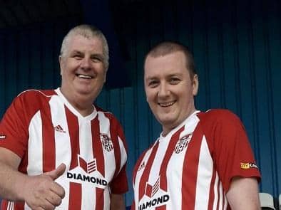 Derry City supporters Hugh Curran and Brendan Carroll.