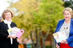 WRDA Community Facilitator Marian Ferguson (left) and Training and Development Worker, Katherine Robertson (right) launch its new online Breast Cancer Screening Awareness programme