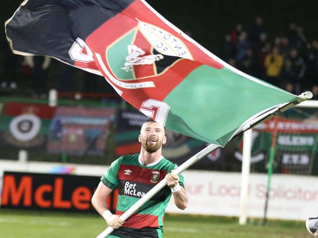 Glentoran’s Patrick McClean celebrates a 3-0 victory against Linfield last season. Picture by Brian Little/INPHO