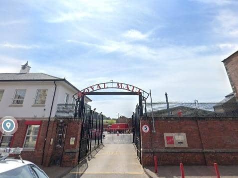 The Royal Mail sorting office in Great James' Street.