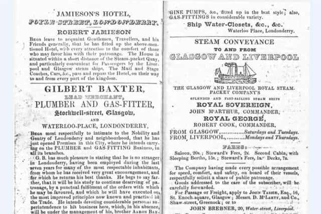 Advertisements that appeared in the ‘New Directory of the City of Londonderry, 1839.’