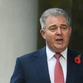 Northern Ireland Secretary Brandon Lewis speaking to the media as he arrives at BBC Broadcasting House in central London before his appearance on the BBC1 current affairs programme, The Andrew Marr Show.
