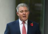 Northern Ireland Secretary Brandon Lewis speaking to the media as he arrives at BBC Broadcasting House in central London before his appearance on the BBC1 current affairs programme, The Andrew Marr Show.