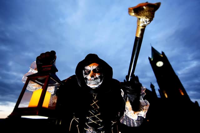 Walter the Skeleton from the Derry Coat of Arms who will be taking part in the The Awakening performance online this Halloween. (Lorcan Doherty)