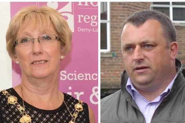 DUP Alderman Hilary McClintock and Independent Councillor Gary Donnelly.