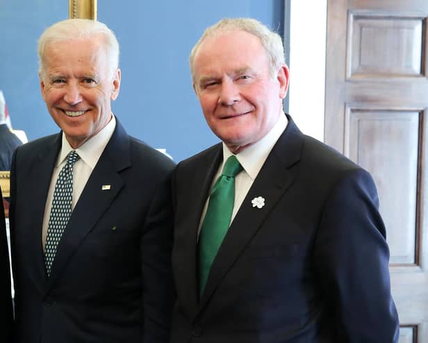 The late Deputy First Minister Martin McGuinness with Joe Biden in the White House back in 2014 during a St Patrick's Day visit. (Kevin Boyles/ PressEye)