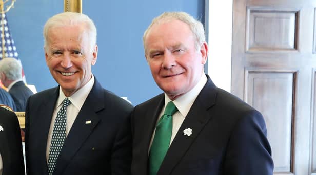The late Deputy First Minister Martin McGuinness with Joe Biden in the White House back in 2014 during a St Patrick's Day visit. (Kevin Boyles/ PressEye)