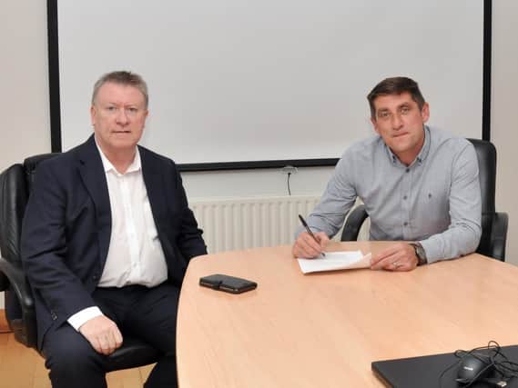 Derry City Chairman Philip O'Doherty, pictured with City boss, Declan Devine, was disappointed with the actions of the FAI who charged the Brandywell club for failure to fulfil a league fixture despite advice from the Public Health Agency not to play.