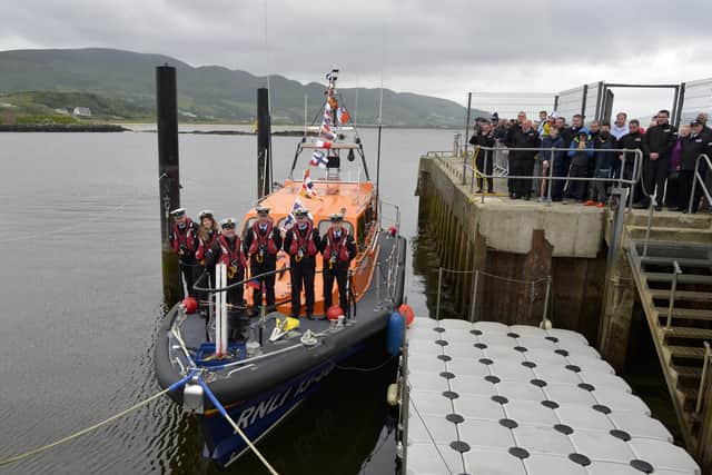 BACK IN 2016.... Lough Swilly RNLI crew members on board the Derek Bullivant after the naming ceremony of the Lough Swilly RNLI Shannon Class lifeboat at Buncrana pier. DER2516GS038