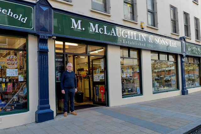 Dessie McLaughlin, co-owner, McLaughlin and Sons hardware William Street. DER2046GS - 010