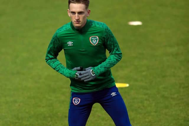 Former Derry City forward, Ronan Curtis warms up.