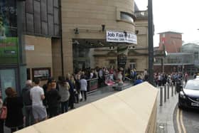 September 2015: Local people queue for a Jobs Fair in Derry. Politicians said the historic issue of lack of jobs in the locally needs to be addressed.