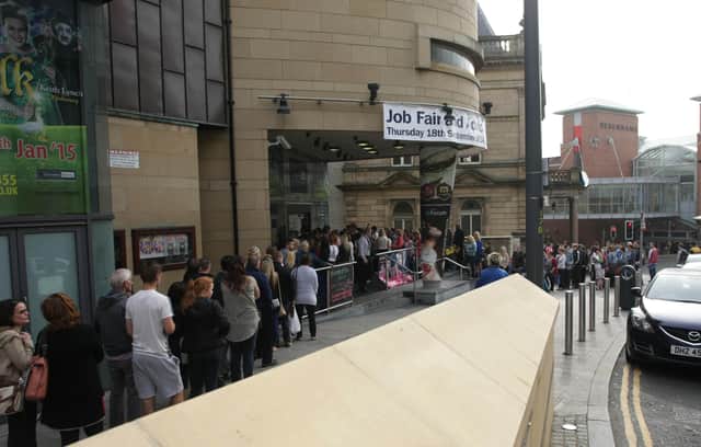 September 2015: Local people queue for a Jobs Fair in Derry. Politicians said the historic issue of lack of jobs in the locally needs to be addressed.