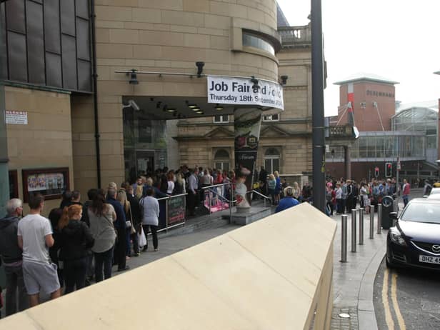 September 2015: Local people queue for a Jobs Fair in Derry. Politicians said the historic issue of lack of jobs in the locally needs to be addressed.