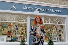 Craft collective member Leona Devine pictured at the Derry Design Makers shop in the Craft Village. DER2046GS - 029