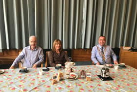 Mayor of Derry City and Strabane District Council, Councillor Brian Tierney, with parents Brian and Mary at last month's Positive Ageing Month Virtual Tea Dance in the Guildhall.