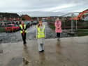 Sinn Féin Foyle MLA Martina Anderson with Councillors for the Galliagh/ Ballyarnett area Aileen Mellon and Sandra Duffy at the construction site.