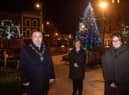 Councillor Brian Tierney, Mayor of Derry City and Strabane District Council has presented a tree of Remembrance to Francine Moran and Jennifer McCollum, from Brighter Days at the Peace Garden in Foyle Street. Picture Martin McKeown. 24.11.20