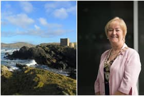 Cathaoirleach of Donegal County Council, Councillor Rena Donaghey has welcomed the budget, which will include a new fund to develop Donegal's tourism and staycationing in 2021. Left; Carrickabraghey Castle, Isle of Doagh.