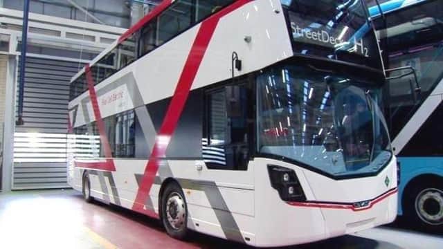 The hydrogen-powered buses have no exhaust fumes and emit only water from the tailpipe.
