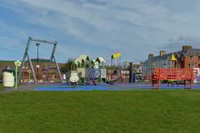 The popular children’s play park at Buncrana’s shorefront deserted due to COVID – 19 restrictions earlier this year.  DER1320GS - 006